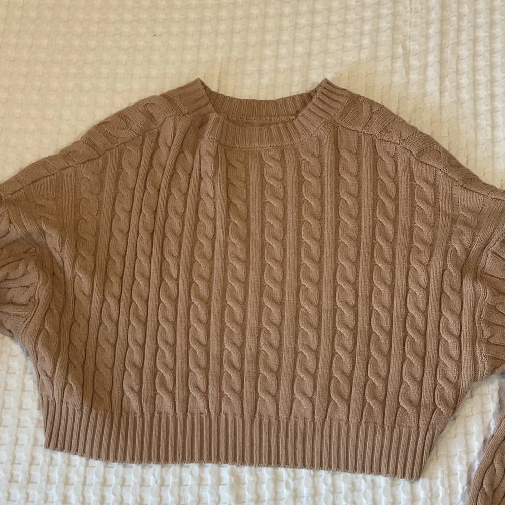 Altar'd State Cable Knit Sweater in Tan - Picture 3 of 4